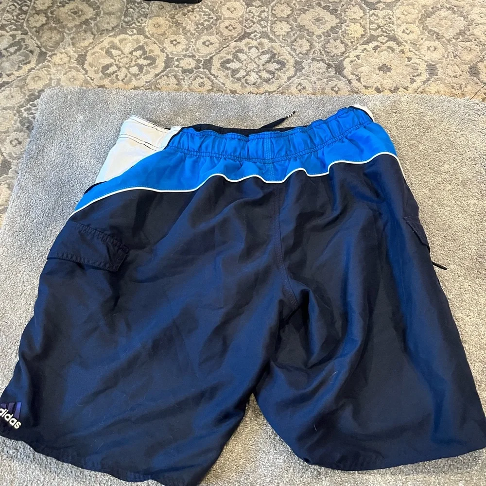 Men’s Adidas Swim Trunks Size 34 Black Blue White‎ - Picture 7 of 9